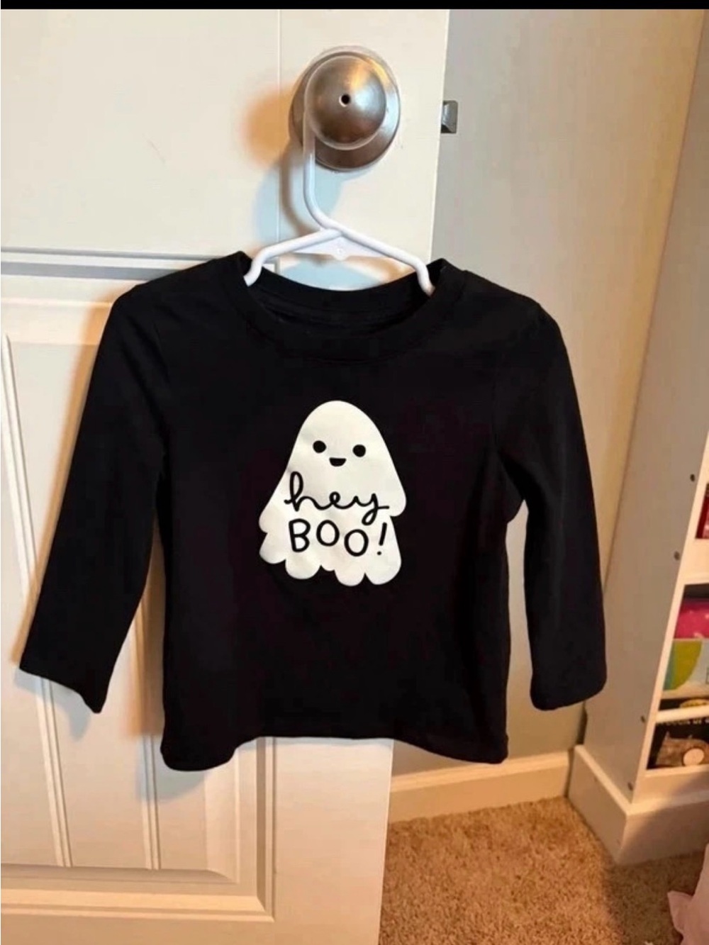 3T Black 'Hey Boo!' Ghost Graphic Long Sleeve Shirt